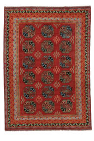  Afghan Teppich 198X284 Echter Orientalischer Handgeknüpfter Dunkelrot/Weiß/Creme (Wolle, Afghanistan)
