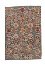  Kelim Afghan Old Style Teppich 215X312 Echter Orientalischer Handgewebter Weiß/Creme/Dunkelbraun/Schwartz (Wolle, Afghanistan)