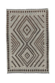  Kelim Afghan Old Style Teppich 131X194 Echter Orientalischer Handgewebter Weiß/Creme/Dunkelgrau/Schwartz (Wolle, Afghanistan)