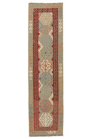 Kelim Afghan Old Stil Teppich Teppich 80X302 Läufer Braun/Dunkelrot (Wolle, Afghanistan)