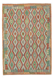 Echter Teppich Kelim Afghan Old Stil Teppich 209X301 Grün/Dunkelrot (Wolle, Afghanistan)