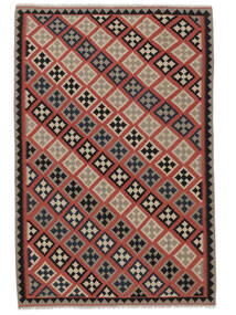  Kelim Teppich 200X298 Echter Orientalischer Handgewebter Schwartz/Dunkelrot (Wolle, Persien/Iran)