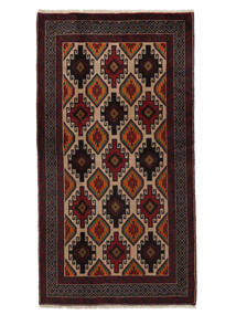  Belutsch Teppich 96X179 Echter Orientalischer Handgeknüpfter Schwartz/Dunkelbraun (Wolle, Persien/Iran)
