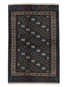  Turkaman Teppich 132X196 Echter Orientalischer Handgeknüpfter Schwartz/Weiß/Creme (Wolle, Persien/Iran)
