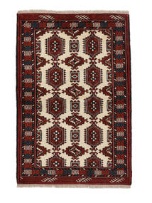  Turkaman Teppich 84X124 Echter Orientalischer Handgeknüpfter Schwartz/Weiß/Creme (Wolle, Persien/Iran)