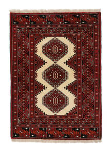  Turkaman Teppich 87X122 Echter Orientalischer Handgeknüpfter Schwartz/Weiß/Creme (Wolle, Persien/Iran)