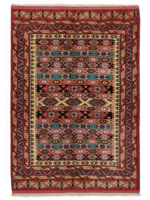  Turkaman Teppich 140X192 Echter Orientalischer Handgeknüpfter Dunkelbraun/Schwartz (Wolle, Persien/Iran)