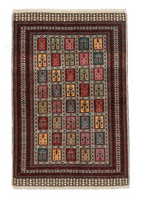  Turkaman Teppich 136X204 Echter Orientalischer Handgeknüpfter Schwartz/Dunkelbraun (Wolle, Persien/Iran)