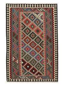  Kelim Teppich 203X300 Echter Orientalischer Handgewebter Dunkelbraun/Schwartz/Weiß/Creme (Wolle, Persien/Iran)