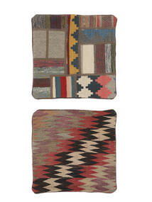  Patchwork Kissenhülle - Iran Teppich 50X50 Echter Orientalischer Handgeknüpfter Quadratisch Dunkelbraun (Wolle, Persien/Iran)