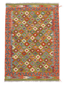  Kelim Afghan Old Style Teppich 102X144 Echter Orientalischer Handgewebter Dunkelbraun/Weiß/Creme (Wolle, Afghanistan)