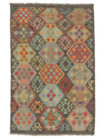  Kelim Afghan Old Style Teppich 122X186 Echter Orientalischer Handgewebter Dunkelbraun/Weiß/Creme/Dunkelgrün (Wolle, Afghanistan)