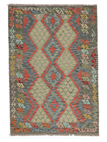 Kelim Afghan Old Style Teppich 122X176 Echter Orientalischer Handgewebter Läufer Dunkelgrün/Weiß/Creme (Wolle, Afghanistan)