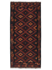  140X298 Afghan Vintage Kelim Teppich Läufer Schwarz/Dunkelrot Afghanistan 