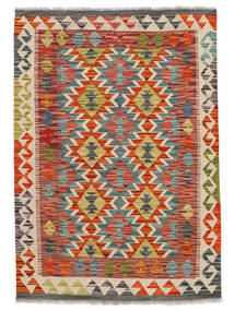  Kelim Afghan Old Style Teppich 100X144 Echter Orientalischer Handgewebter Dunkelbraun/Rost/Rot (Wolle, Afghanistan)