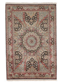  127X185 Kaschmir Reine Seide Teppich Handgeknüpfter Teppich Braun/Dunkelrot Indien 