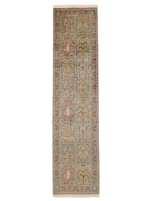  Kaschmir Reine Seide Teppich 76X306 Echter Orientalischer Handgeknüpfter Läufer Dunkelbraun (Seide, Indien)