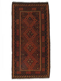  104X200 Afghan Vintage Kelim Teppich Handgewebter Teppich Schwarz/Dunkelrot Afghanistan 