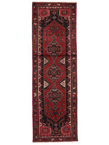 Orientalischer Hamadan Teppich 99X308 Läufer Schwarz/Dunkelrot (Wolle, Persien/Iran)