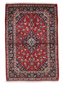  Keshan Teppich 105X150 Echter Orientalischer Handgeknüpfter Schwartz/Dunkelrot (Wolle, Persien/Iran)