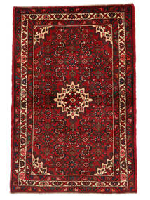  Hosseinabad Teppich 108X162 Echter Orientalischer Handgeknüpfter Schwartz/Dunkelrot (Wolle, Persien/Iran)