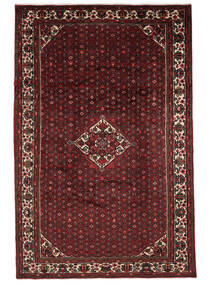  Orientalischer Hosseinabad Teppich Teppich 200X314 Schwarz/Dunkelrot (Wolle, Persien/Iran)