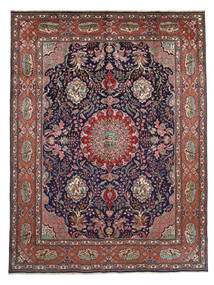  Täbriz Teppich 307X403 Echter Orientalischer Handgeknüpfter Schwartz/Dunkelbraun Großer (Wolle, Persien/Iran)