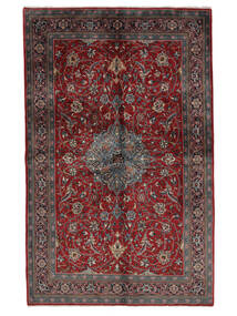 135X214 Sarough Fine Teppich Orientalischer Schwarz/Dunkelrot (Wolle, Persien/Iran)