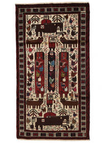  Belutsch Teppich 100X190 Echter Orientalischer Handgeknüpfter Schwartz/Dunkelbraun (Wolle, Persien/Iran)