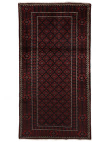  Belutsch Teppich 114X216 Echter Orientalischer Handgeknüpfter Schwartz/Dunkellila (Wolle, Persien/Iran)