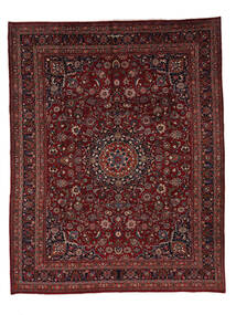  Maschad Teppich 305X387 Echter Orientalischer Handgeknüpfter Schwartz/Dunkelbraun Großer (Wolle, Persien/Iran)