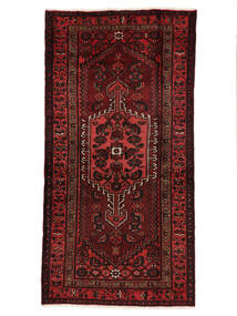  Orientalischer Hamadan Teppich Teppich 102X203 Schwarz/Dunkelrot (Wolle, Persien/Iran)
