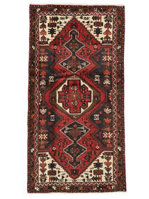 100X188 Hamadan Teppich Teppich Orientalischer Schwarz/Dunkelrot (Wolle, Persien/Iran)