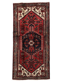 95X200 Hamadan Teppich Teppich Orientalischer Schwarz/Dunkelrot (Wolle, Persien/Iran)