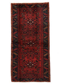  Orientalischer Hamadan Teppich 104X208 Schwarz/Dunkelrot (Wolle, Persien/Iran)