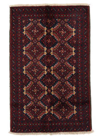 82X128 Belutsch Teppich Orientalischer Schwarz/Dunkelrot (Wolle, Persien/Iran)