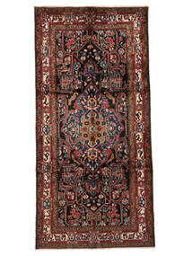 Nahavand Teppich 156X316 Läufer Schwarz/Dunkelrot (Wolle, Persien/Iran)