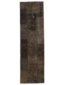  Persischer Patchwork Teppich 74X256 Läufer Schwarz/Braun (Wolle, Persien/Iran)