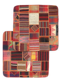  Orientalischer Patchwork Pillowcase - Iran Teppich 80X80 Quadratisch Dunkelrot/Rot (Wolle, Persien/Iran)