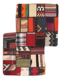 Patchwork Pillowcase - Iran Teppich 65X65 Quadratisch Schwarz/Dunkelrot (Wolle, Persien/Iran)