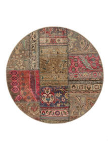  Persischer Patchwork Teppich Teppich Ø 100 Rund Braun/Schwarz (Wolle, Persien/Iran)