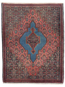Senneh Teppich Teppich 85X107 Schwarz/Dunkelrot (Wolle, Persien/Iran)