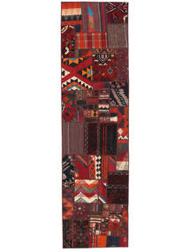  80X301 Kelim Tekkeh Teppich Handgewebter Läufer Teppich Schwarz/Dunkelrot Persien/Iran 