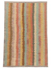 Kelim Afghan Old Stil Teppich 196X292 Braun/Orange (Wolle, Afghanistan)
