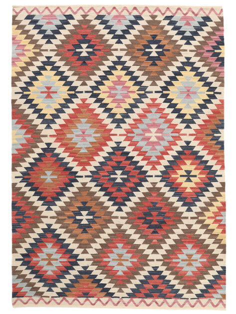 nr 2 Hochwertige Design Kelim Teppich Kilim ca 200 x 140 cm beige aus Wolle fein 